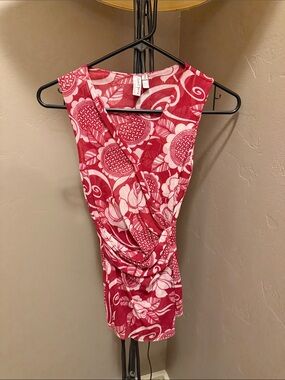 Sweet Pea Red and White Floral Wrap Camisole